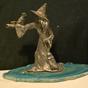 Mystical Wizard Figurine on Agate Base
